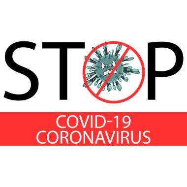 Coronavirus 2019-NCov. Asya gribi salgını için solunabilir kavram. Sembolü durdur Grip salgını. Virüs ya da bakteri. Düz stil. Afiş ve poster konsepti. Zatürree karantina tedavisi. COVID-19