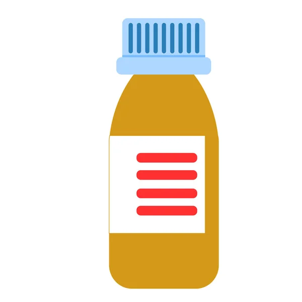 米色药瓶隔离 带有标签 平淡的风格 咳嗽糖浆 药学和保健 药物概念 抗生素治疗 肺炎和大肠病毒治疗 — 图库矢量图片