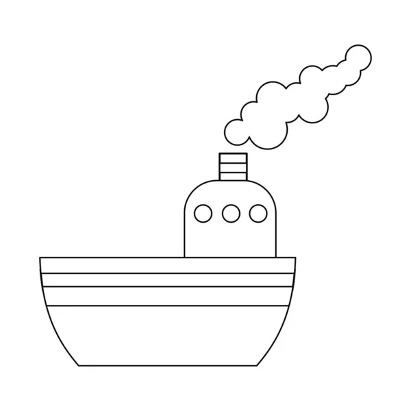 Nákladní Loď Izolovaná Bílém Pozadí Jednoduchý Grafický Náčrt Kreslený Styl — Stockový vektor