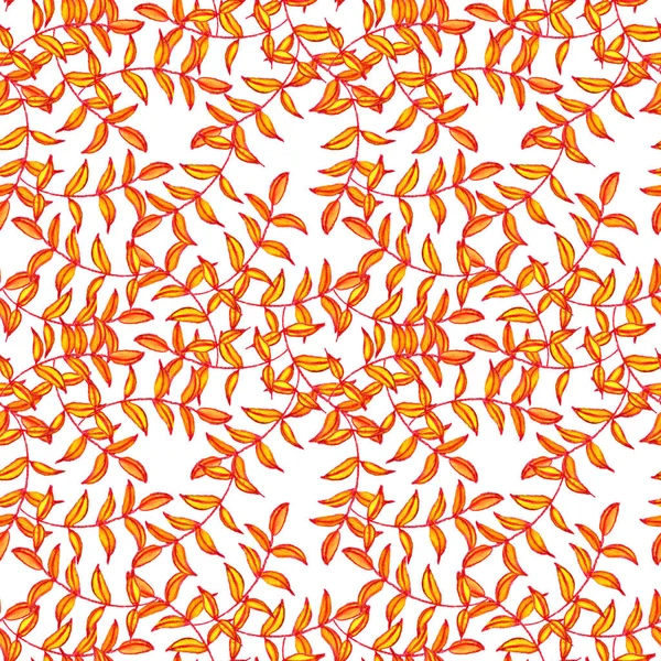 Осенние Листья Тропические Цветы Натуральный Цветочный Орнамент Бесшовный Шаблон Золотой — стоковое фото