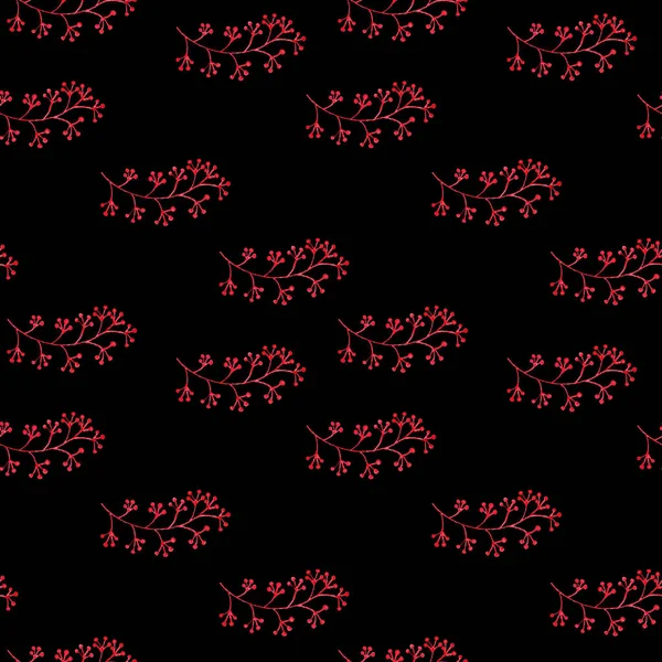 Бесшовный Узор Нарисованными Вручную Летними Рябинами Ягодами Ветка Винограда Цветочные — стоковое фото