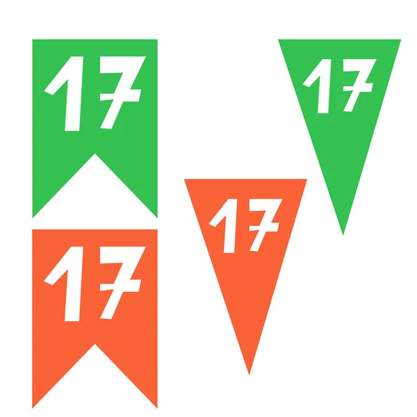 Dia São Patrício Coleção Com Número Dezessete Ícones Logotipo Delineamento —  Vetores de Stock
