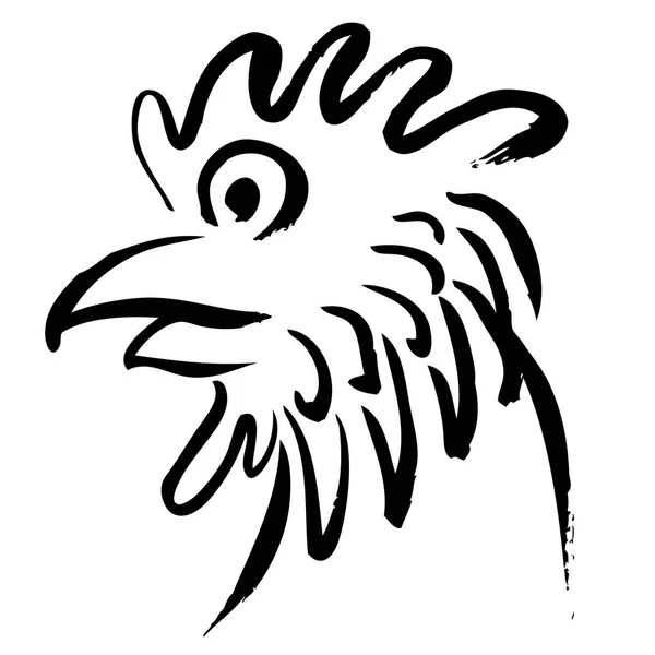 Hühnerkopf von Hand gezeichnet — Stockvektor