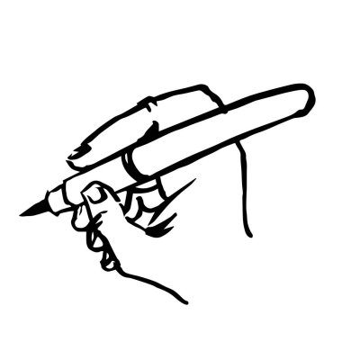 writting hand with pen doodle hand drawn clipart