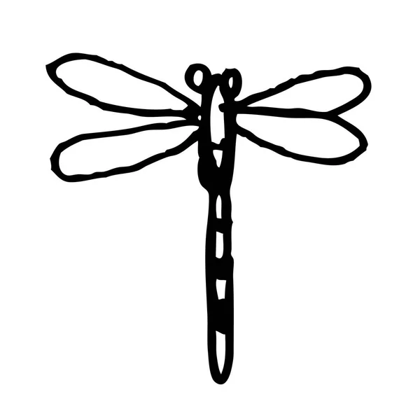 Garabato de libélula dibujado a mano — Vector de stock