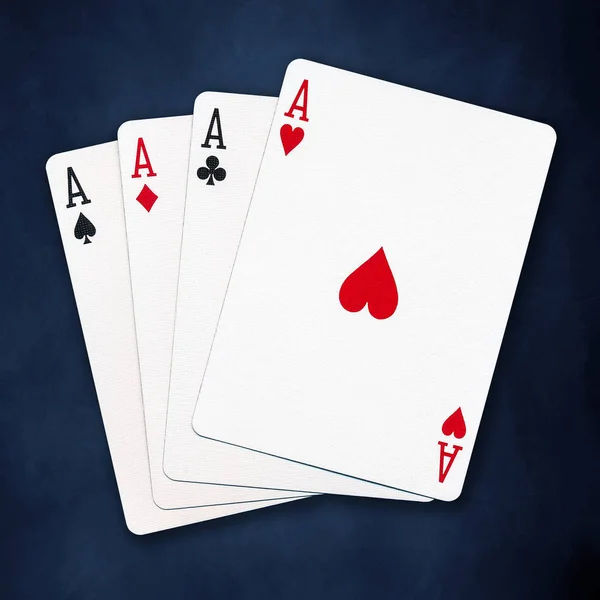 A winning poker hand of four aces playing cards — Stock Photo, Image