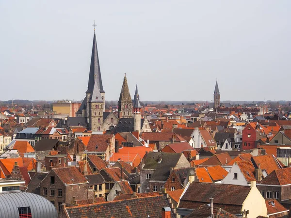 Veduta aerea di Gand da Belfry - bellissimi edifici medievali — Foto Stock