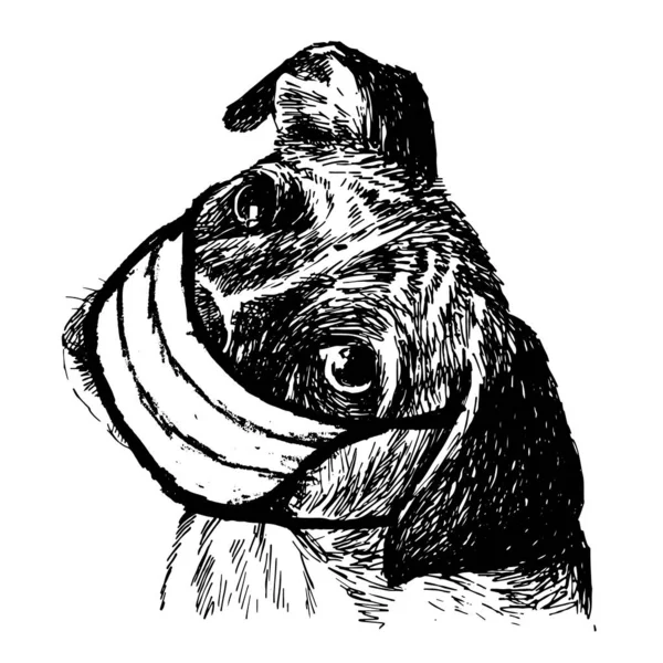 仮面の人形手で義和団犬のフリーハンドスケッチイラストが描かれています — ストックベクタ