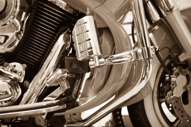 Vintage closeup Motosiklet ile. Güzel gazisi o motosiklet