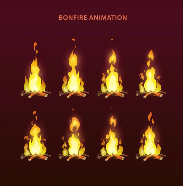 Bonfire animation sprites — Stock vektor