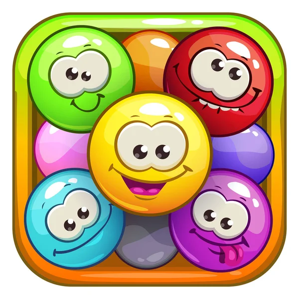 Lustige Cartoon Square App Symbole — Stockvektor