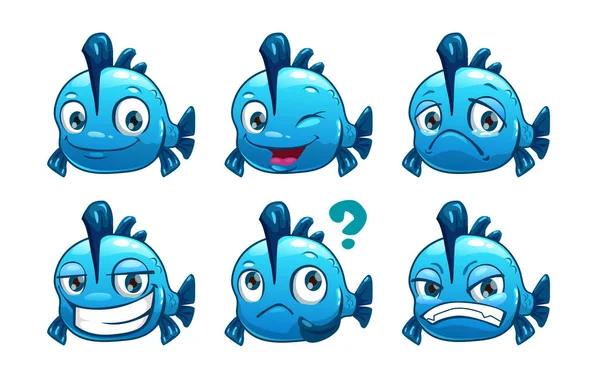 Vicces rajzfilm kék halak — Stock Vector