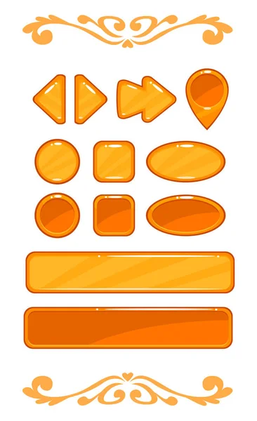 Interface utilisateur de jeu vectoriel orange mignon — Image vectorielle