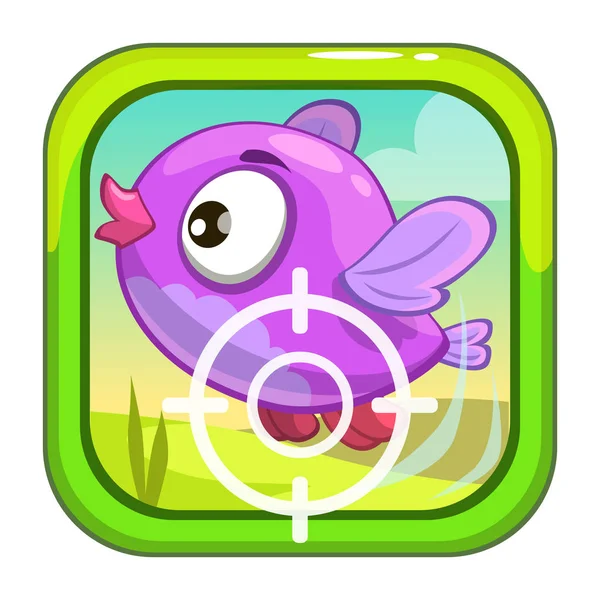 Cartoon-App-Symbol mit lustigem Vogel. — Stockvektor