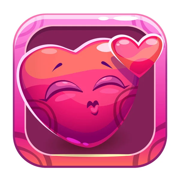 Icône App avec drôle de personnage rose mignon — Image vectorielle