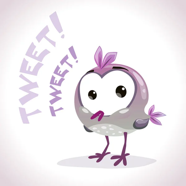 Lite komisk tweetting fågel. — Stock vektor