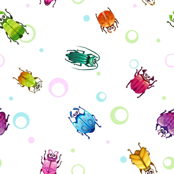 Padrão sem costura com desenhos animados engraçados insetos coloridos — Vetor de Stock