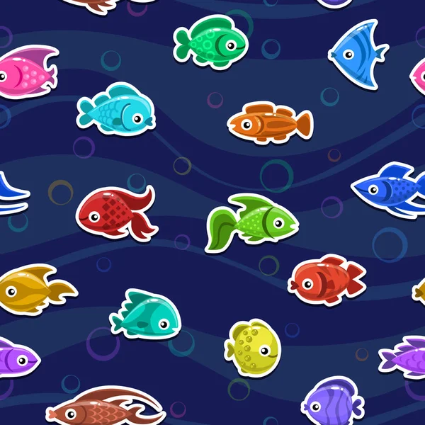 Wzór z słodkie kolorowe ryby — Wektor stockowy