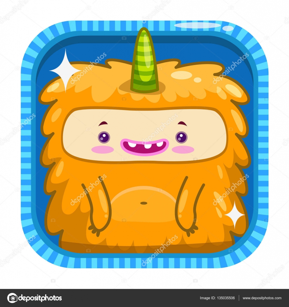 App icon with funny cartoon yellow fluffy monster. Stock Vector Image by  ©lilu330 #135035506