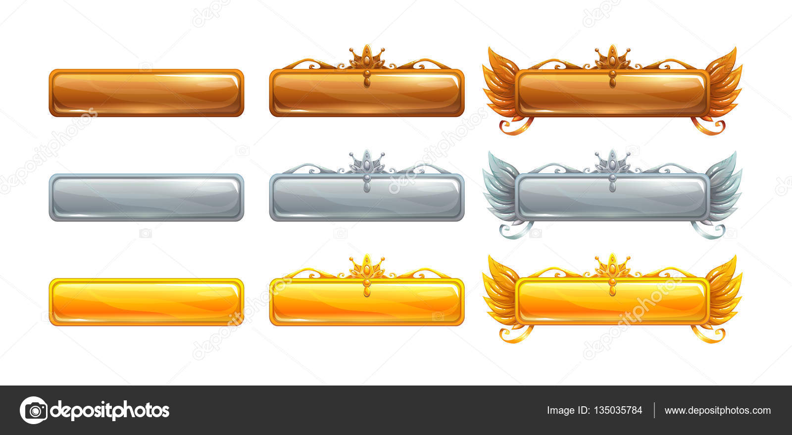 Medieval cartoon flag set game design assets Vector Image