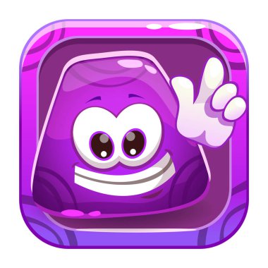 Komik sevimli mor jöle karakteri ile App simgesi.