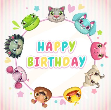 Cute childish Birthday card template clipart