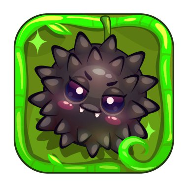 Sevimli siyah meyve karakter komik app simgesi