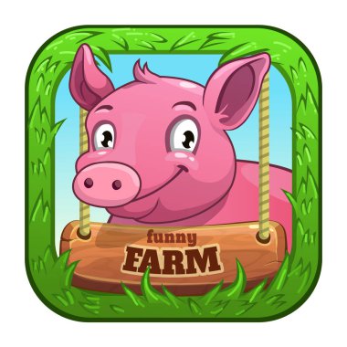 Sevimli çizgi komik domuz kafası app simgesi
