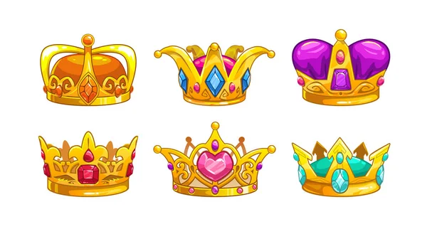 Cartoon royal crown icons set. — Stock Vector