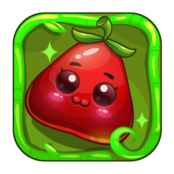 Lustiges App-Symbol mit süßen roten Früchten — Stockvektor