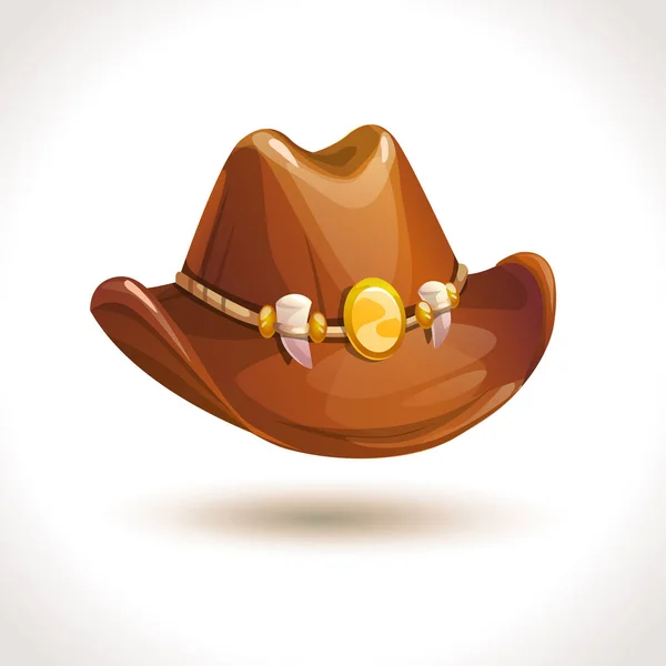 Brown desenho animado ícone chapéu cowboy —  Vetores de Stock