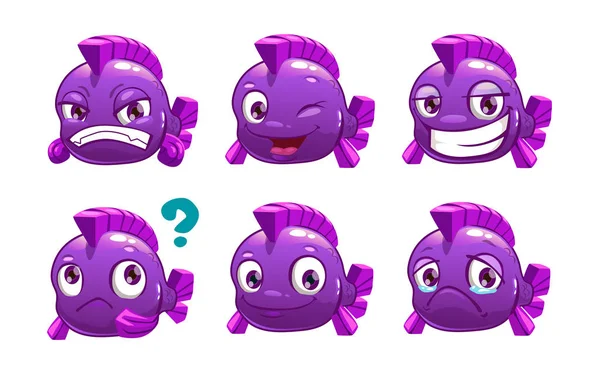 Grappige cartoon violet vis — Stockvector