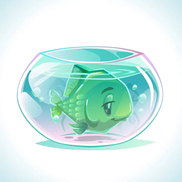 Caricature mélancolique vecteur poisson vert — Image vectorielle