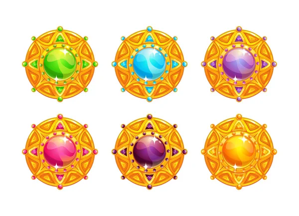 Beautiful golden amulets — Stock Vector