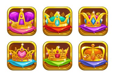 Altın nadir kron ile serin oyun simgeleri