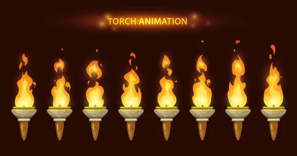 Cartoon torch animation. — Stock Vector