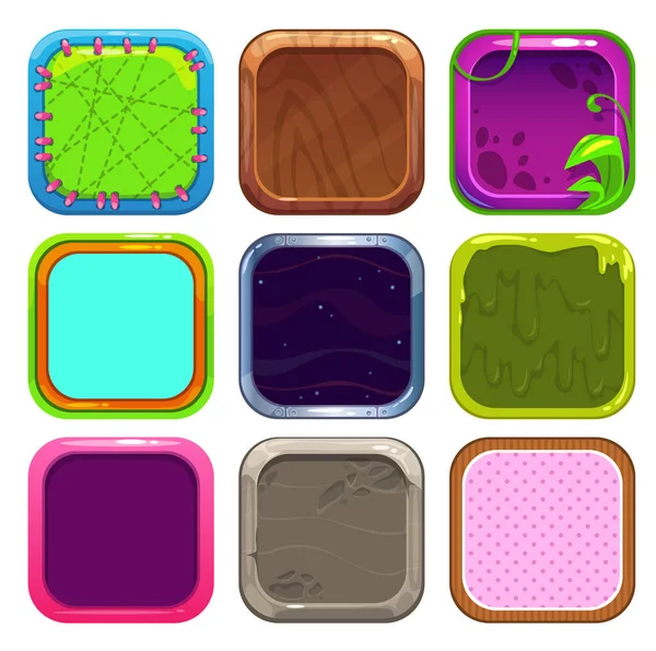 Drôle de dessins animés cadres carrés pour la conception d'icônes app . — Image vectorielle