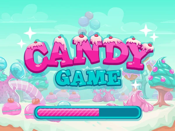 Candy jogo título tela de carregamento . —  Vetores de Stock