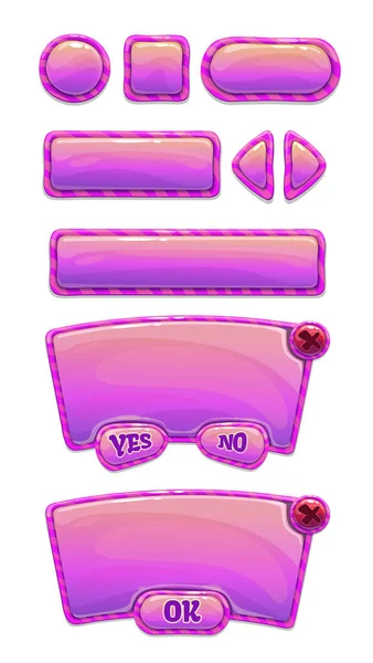 Cute glossy pink GUI set. — Stock Vector