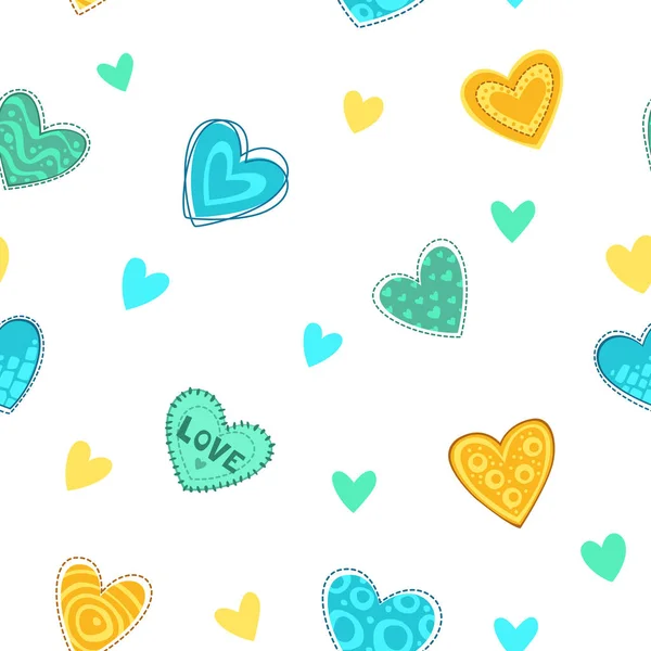 Funny girlish textura imprimible con corazones lindos . — Vector de stock