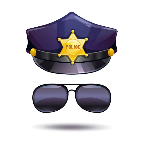 Kreskówka policji WPR i policjanci okulary. — Wektor stockowy