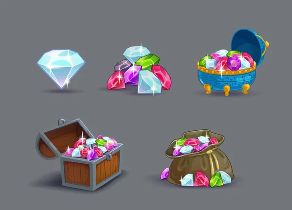 Çizgi film gems Icons set.