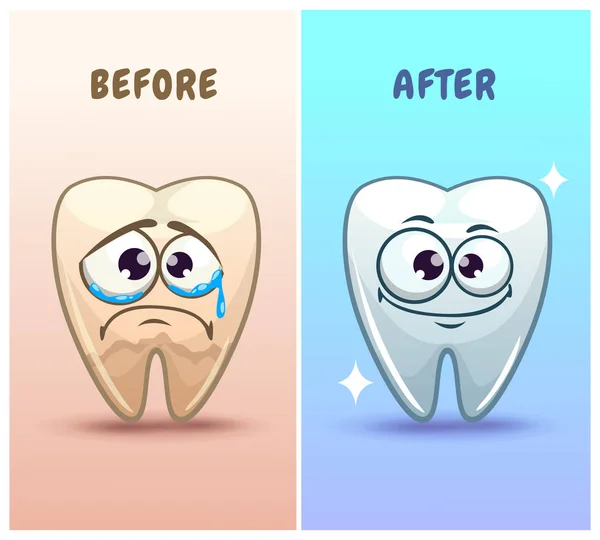 Desenhos animados engraçados dentes personagens —  Vetores de Stock