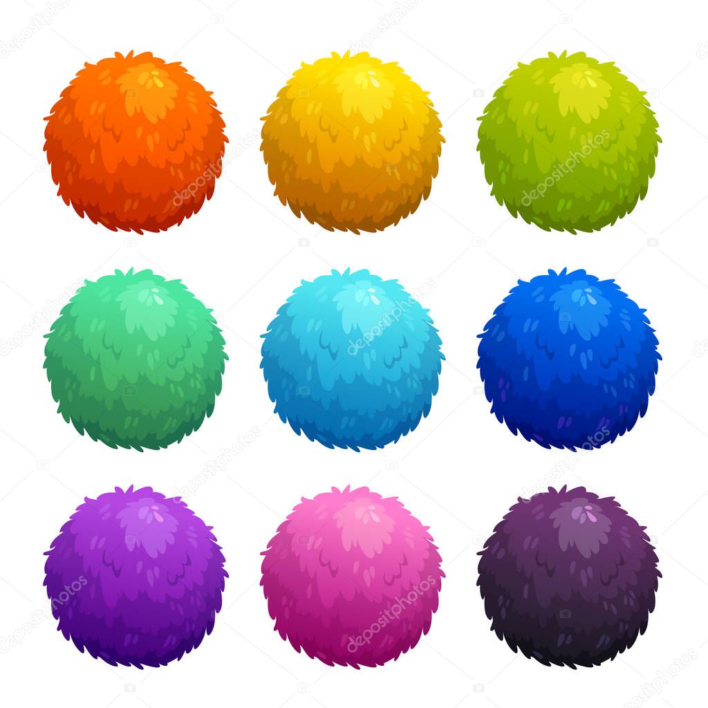 Colorful cartoon furry balls.