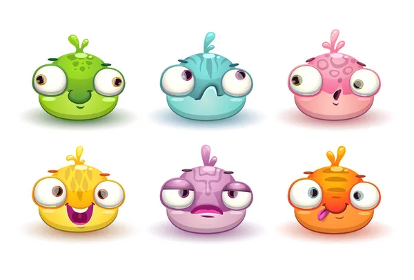 Funny colorful blob characters set. — Stock Vector