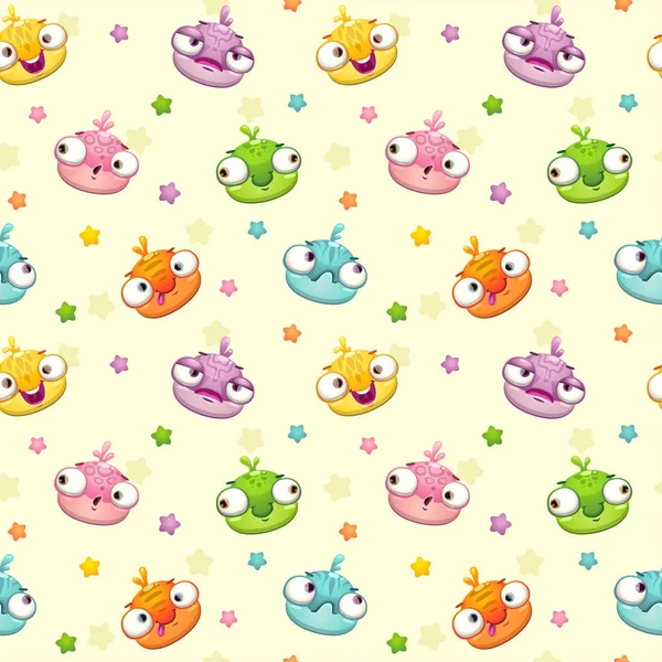 Cute seamless pattern with funny monsters. — Stock Vector