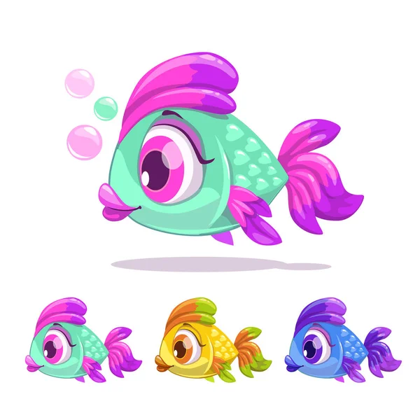 Mignon dessin animé petit poisson . — Image vectorielle