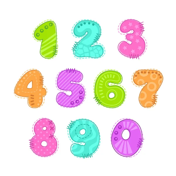 Números divertidos coloridos conjunto de parches — Archivo Imágenes Vectoriales