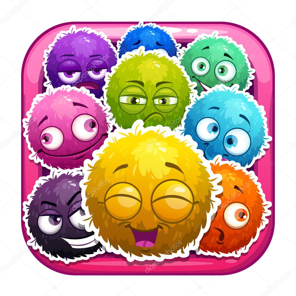 Application store icon template. Funny logo element for game or web design.