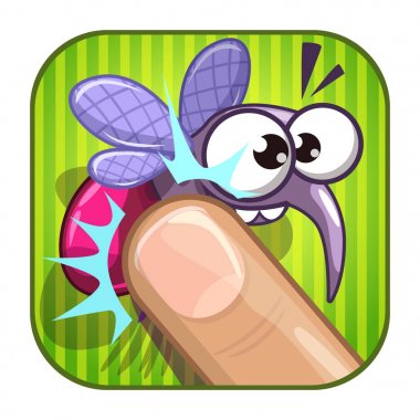 Ezilmiş sivrisinek ile komik komik app simgesi.